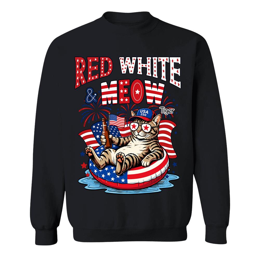 Red White Meow, Custom Photo Pet Shirt, America 250th Anniversary Gifts For Dog Cat Lovers, Dog Dad And Mom, Cat Owners T1807 Hv01 