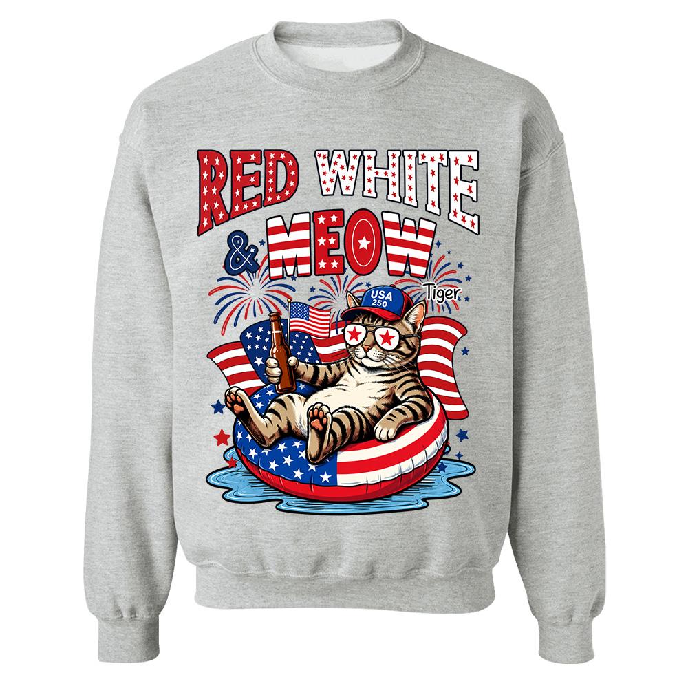 Red White Meow, Custom Photo Pet Shirt, America 250th Anniversary Gifts For Dog Cat Lovers, Dog Dad And Mom, Cat Owners T1807 Hv01 