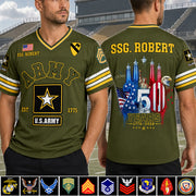 US Military 250th Aniversary Football Jersey Custom All Branches Rank Division Name For Military Retirement Veteran Dad Grandpa H2511 Trna