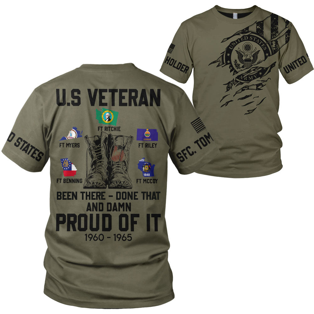 Personalized All Over Print Shirt For Patriotic Veterans - Been There Done That And Damn Proud Of It Combat Boots Custom Flag H2511