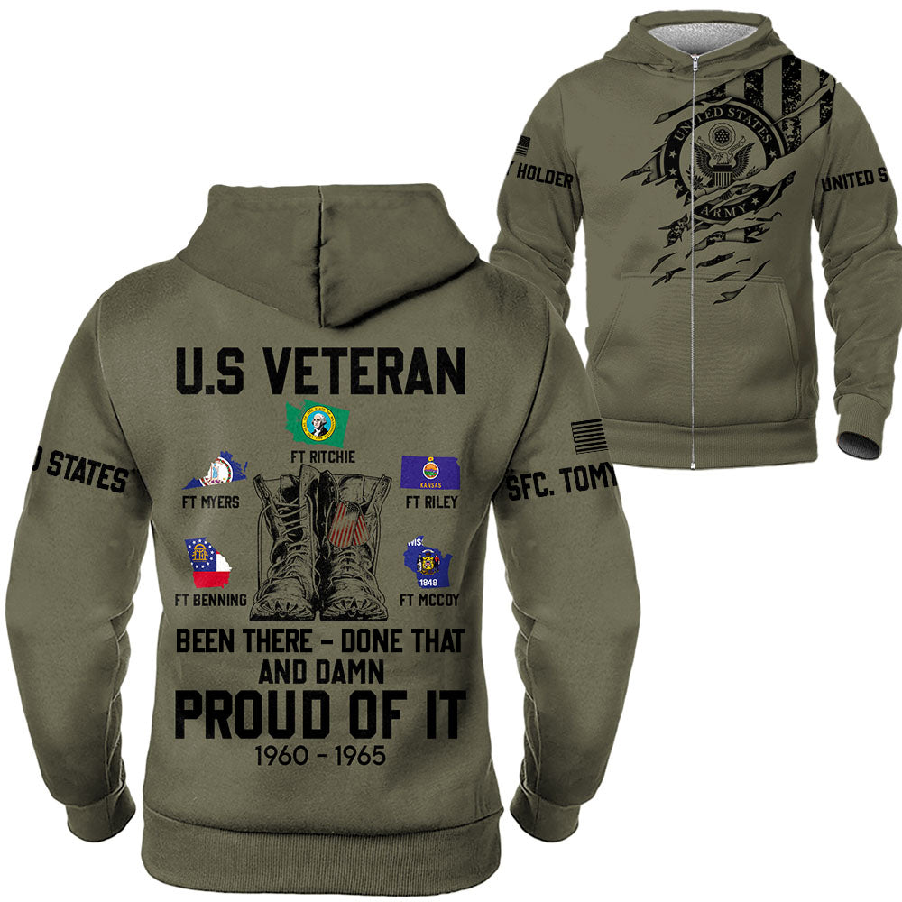 Personalized All Over Print Shirt For Patriotic Veterans - Been There Done That And Damn Proud Of It Combat Boots Custom Flag H2511