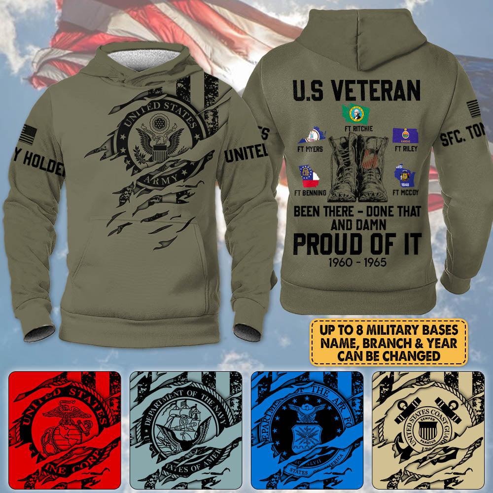 Personalized All Over Print Shirt For Patriotic Veterans - Been There Done That And Damn Proud Of It Combat Boots Custom Flag H2511