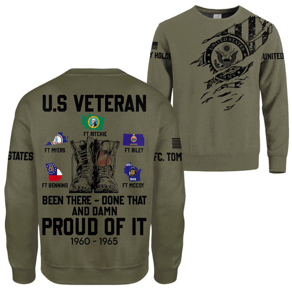 Personalized All Over Print Shirt For Patriotic Veterans - Been There Done That And Damn Proud Of It Combat Boots Custom Flag H2511