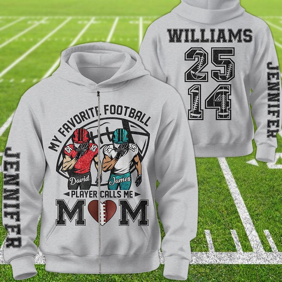 My Favorite Football Players Call Me Mom Grandma Sister Custom All Over Print Shirt Hoodie Gift For Football Family Game Day Shirt H2511 Trna