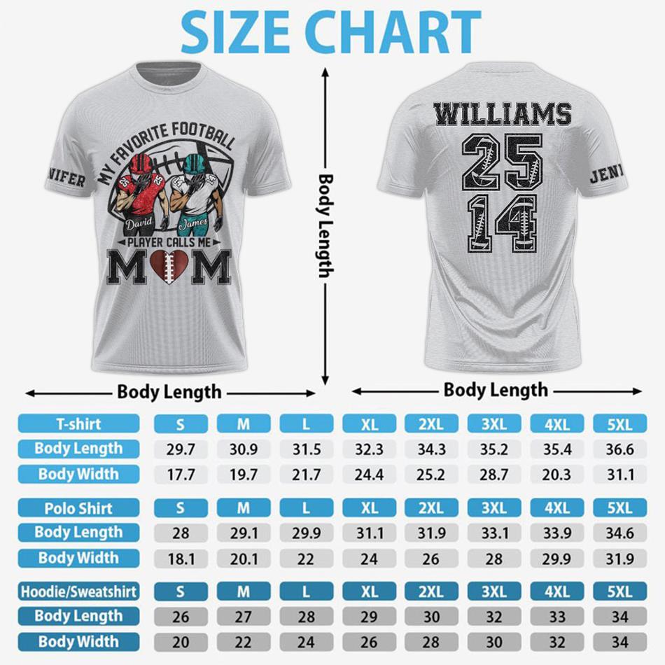 My Favorite Football Players Call Me Mom Grandma Sister Custom All Over Print Shirt Hoodie Gift For Football Family Game Day Shirt H2511 Trna