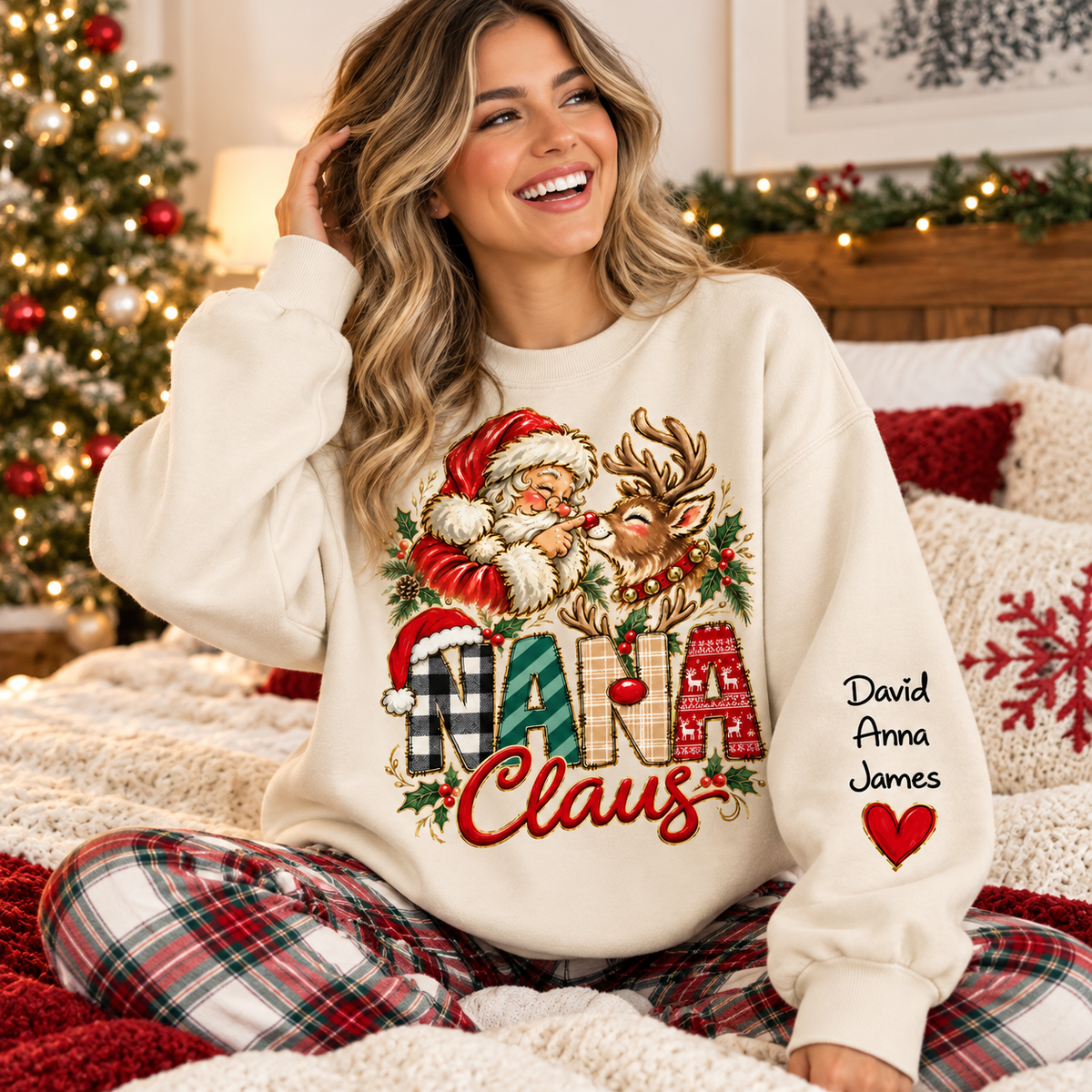 Gigi Claus Custom Sweatshirt - Best Family Christmas Gift for Grandma Santa Claus Boop Sweatshirt Reindeer, Santa Boop Funny Santa Sweatshirt New C2408 Tm01 NT01