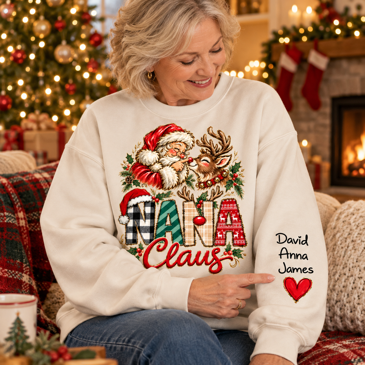 Gigi Claus Custom Sweatshirt - Best Family Christmas Gift for Grandma Santa Claus Boop Sweatshirt Reindeer, Santa Boop Funny Santa Sweatshirt New C2408 Tm01 NT01