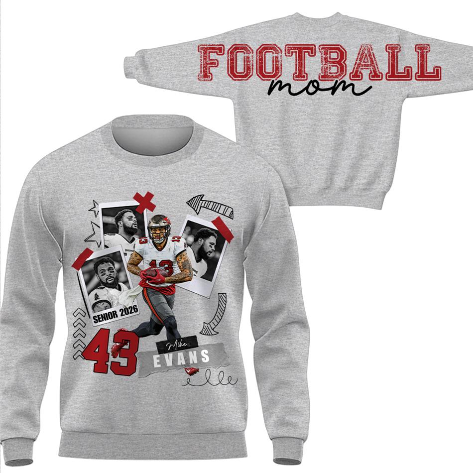 Personalized Senior Football Mom Shirt Sweatshirt Hoodie – Custom Player Photo, Name & Number Game Day For Football Mom Dad Mama H2511 Trna