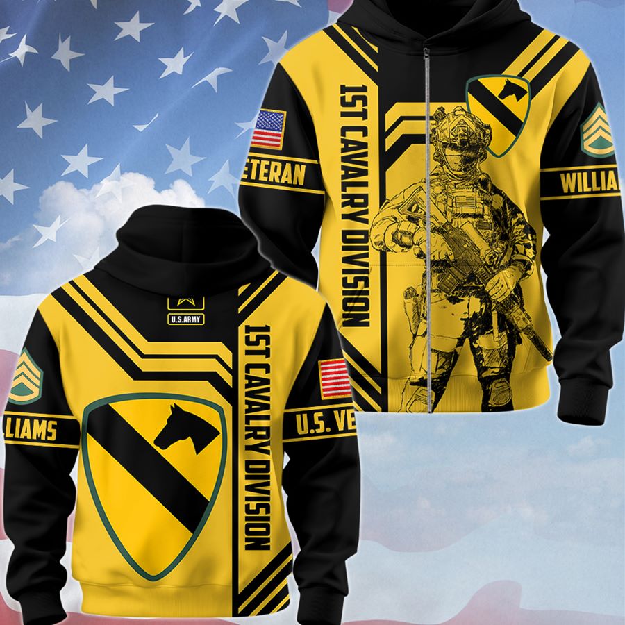 Custom 3D All Over Prints T-Shirt, Personalized Name And Military Logo Divison Shirt Gift For Veteran H2511 Trna