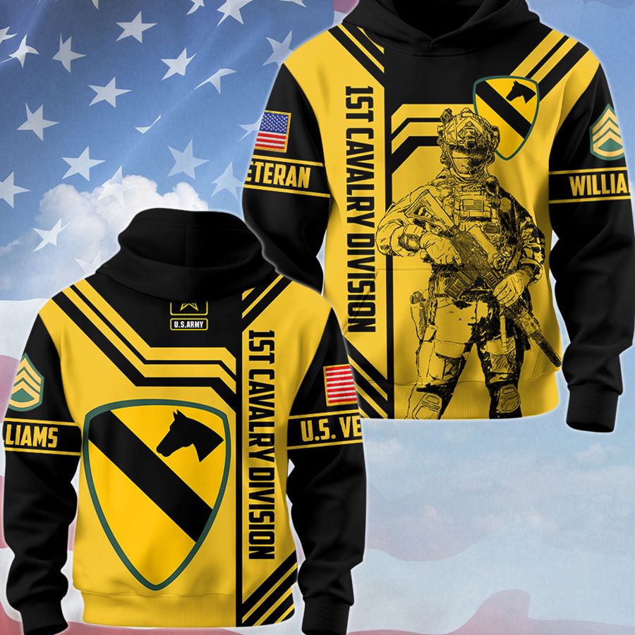 Custom 3D All Over Prints T-Shirt, Personalized Name And Military Logo Divison Shirt Gift For Veteran H2511 Trna