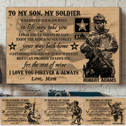To My Son My Soldier I Love You Forever & Always Custom Poster Canvas Gift For Military Familes Home Decor H2511 Trna
