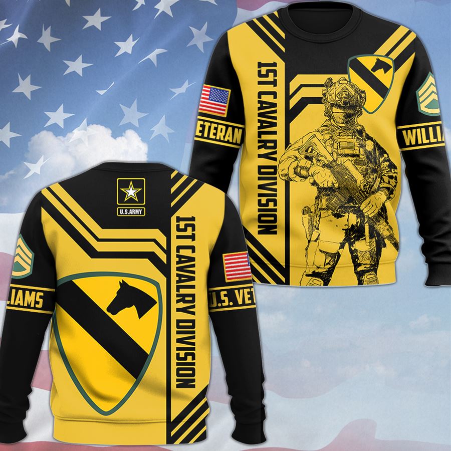 Custom 3D All Over Prints T-Shirt, Personalized Name And Military Logo Divison Shirt Gift For Veteran H2511 Trna