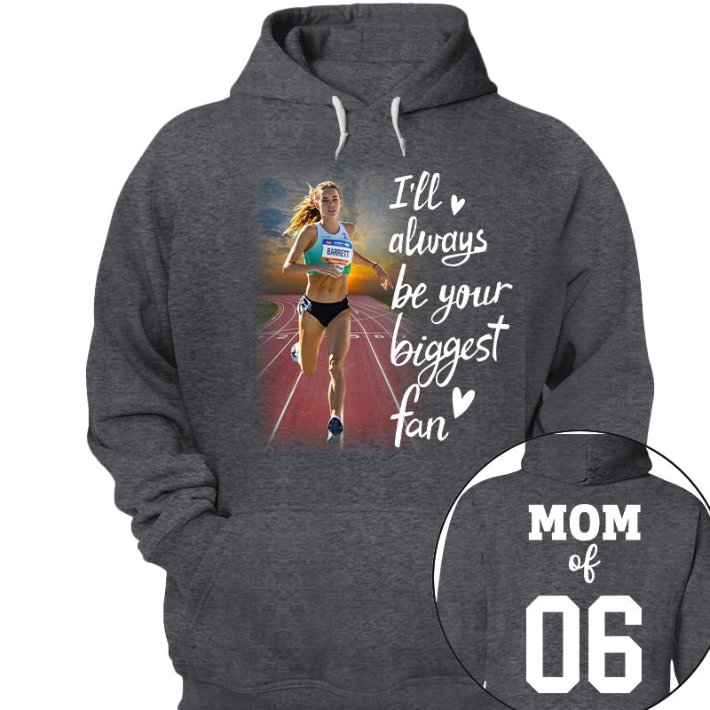 Personalized I’ll Always Be Your Biggest Fan, Custom Runner Photo T-Shirt, Track and Field Mom Gift Na02 Nh00