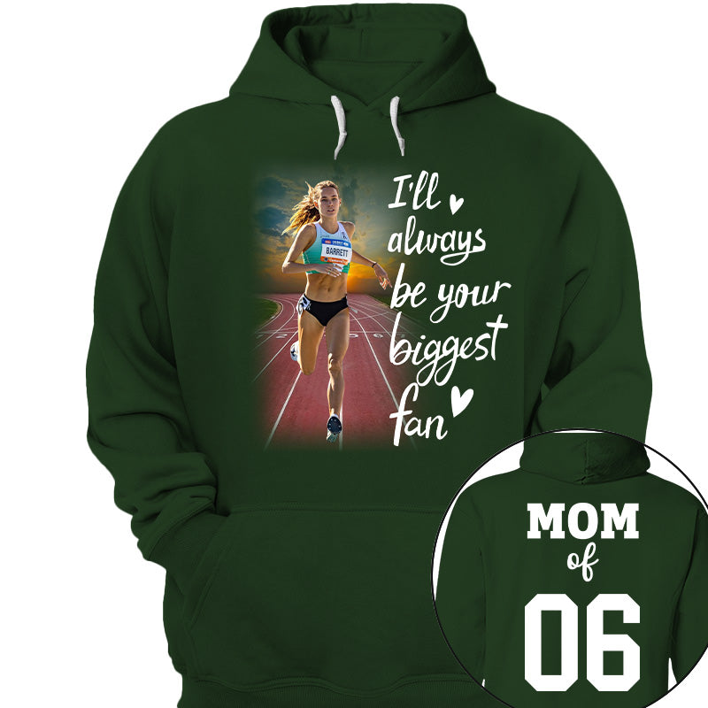 Personalized I’ll Always Be Your Biggest Fan, Custom Runner Photo T-Shirt, Track and Field Mom Gift Na02 Nh00