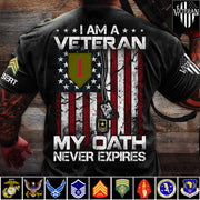 I am A Veteran My Oath Never Expires Veteran Day Custom Division Rank Shirt For Soldier Veteran Dad Grandpa H2511 Trna
