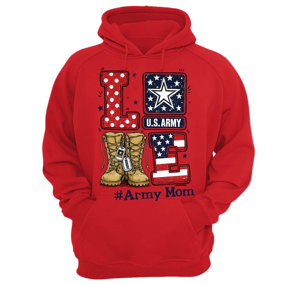 Love Army Mom Combat Boots Custom Shirt For Proud Military Mom Sister Wife Grandma 4Th July Shirt H2511 Trna