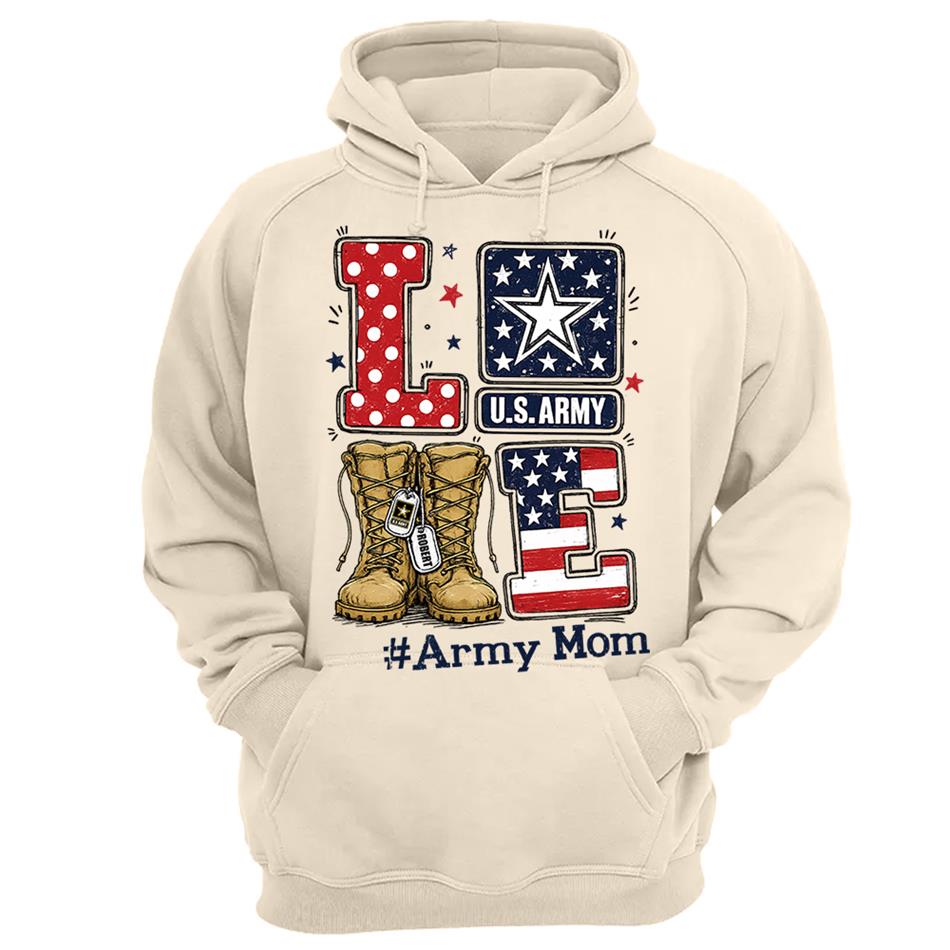 Love Army Mom Combat Boots Custom Shirt For Proud Military Mom Sister Wife Grandma 4Th July Shirt H2511 Trna