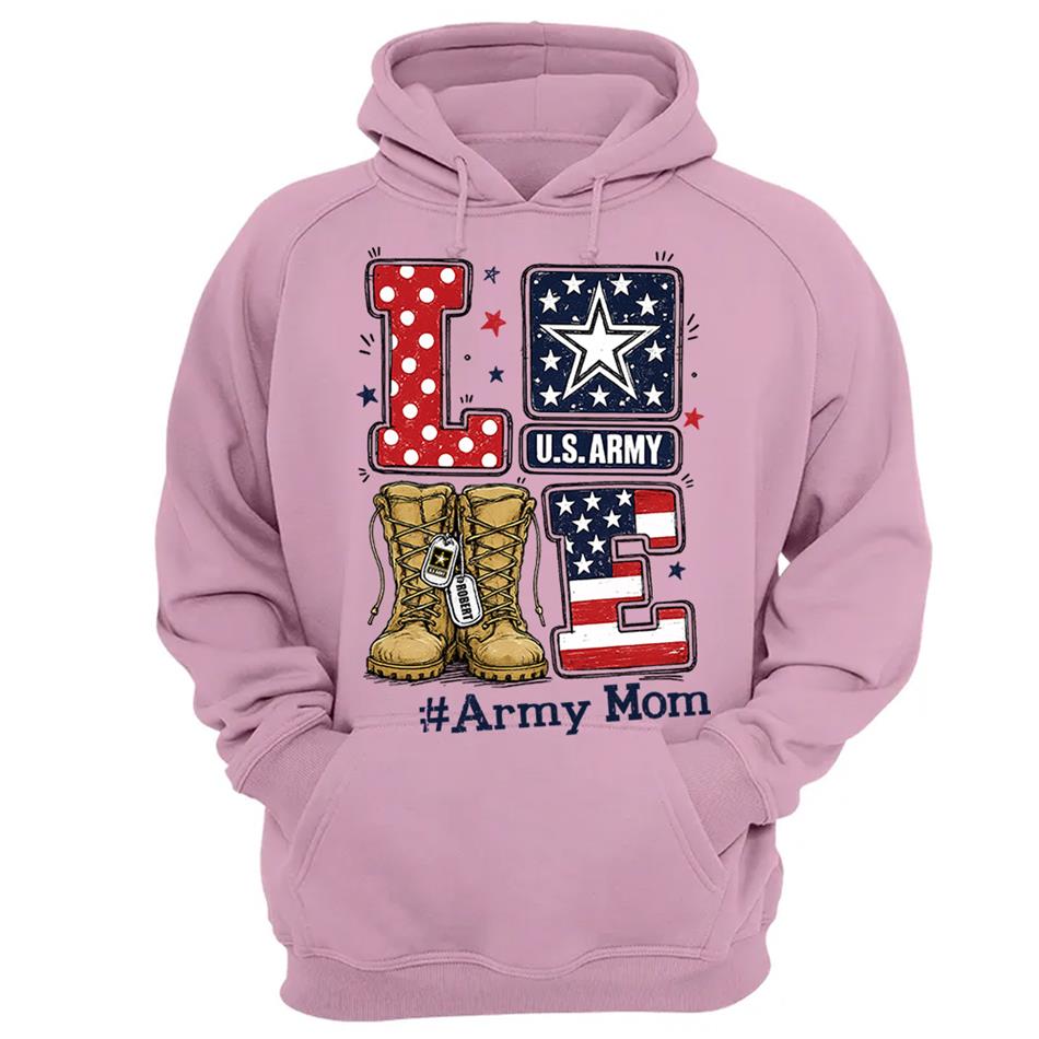 Love Army Mom Combat Boots Custom Shirt For Proud Military Mom Sister Wife Grandma 4Th July Shirt H2511 Trna