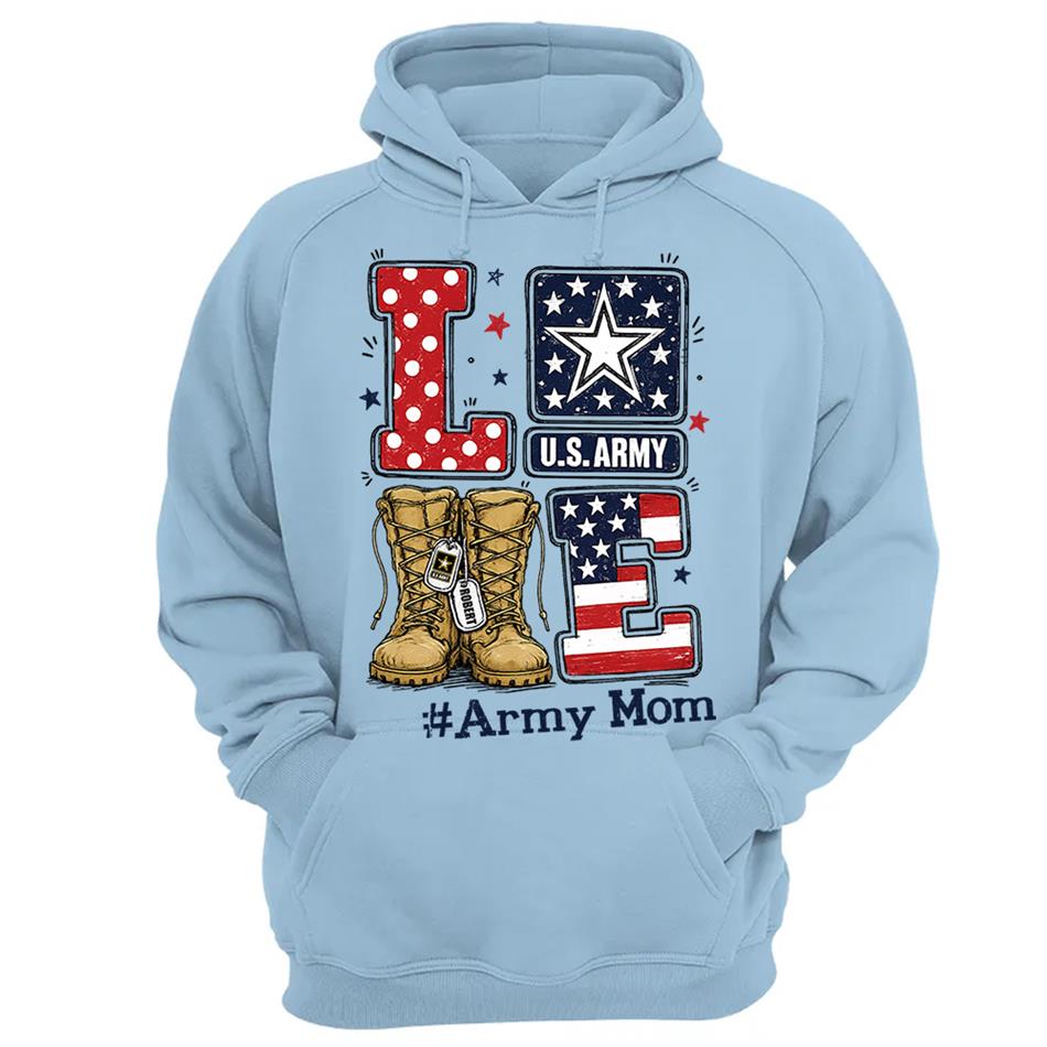 Love Army Mom Combat Boots Custom Shirt For Proud Military Mom Sister Wife Grandma 4Th July Shirt H2511 Trna