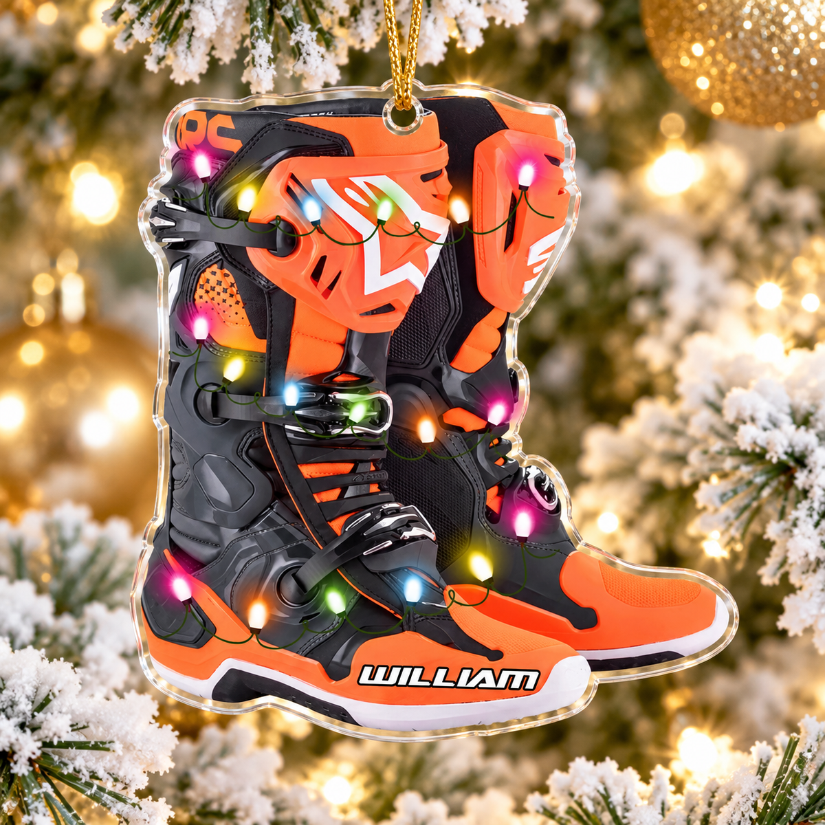 Personalized Ornament Motocross Boots Custom Shaped Ornament, Made By Acrylic And The 2 Sides Are The Same H2511
