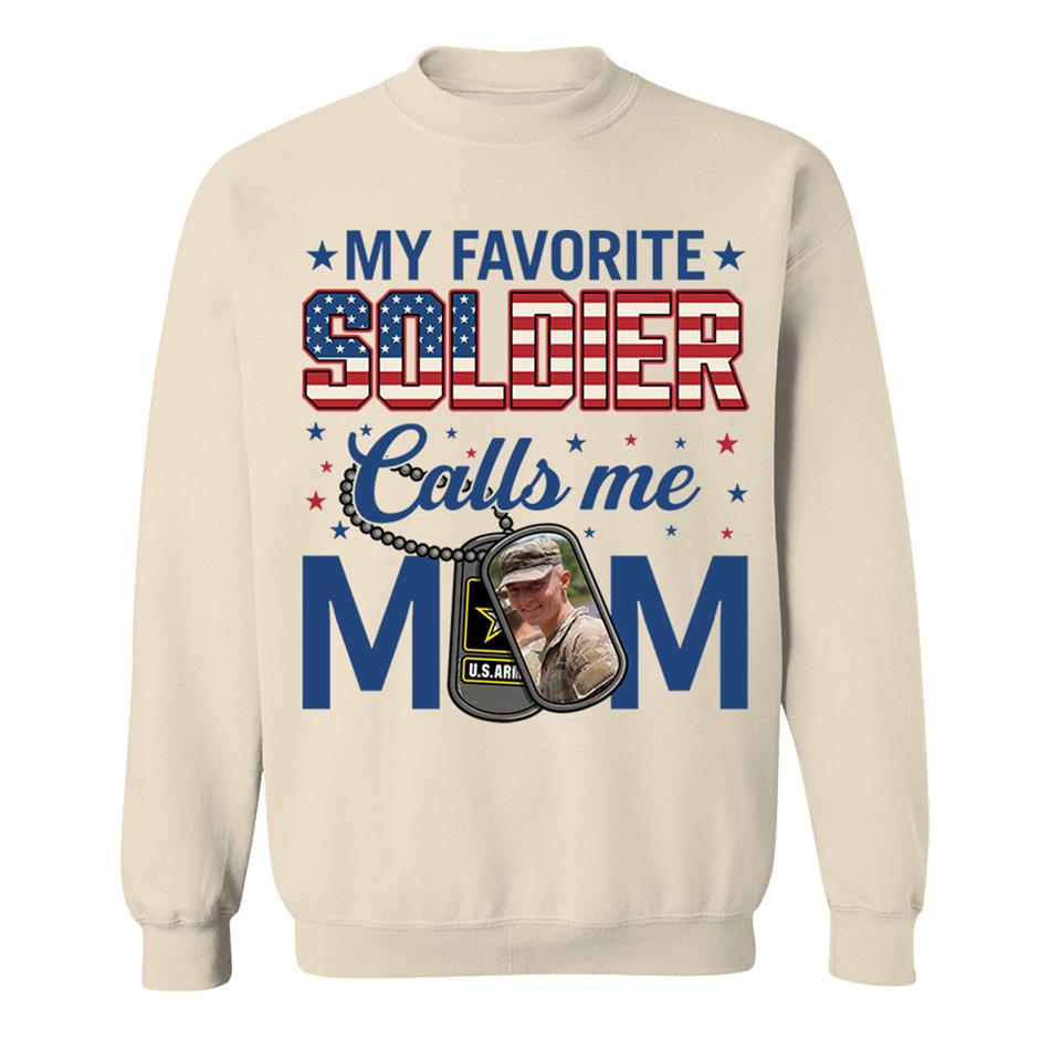 My Favorite Soldier Calls Me Mom Custom Photo Shirt For Proud Military Mom Dad 4th July Shirt H2511 Trna