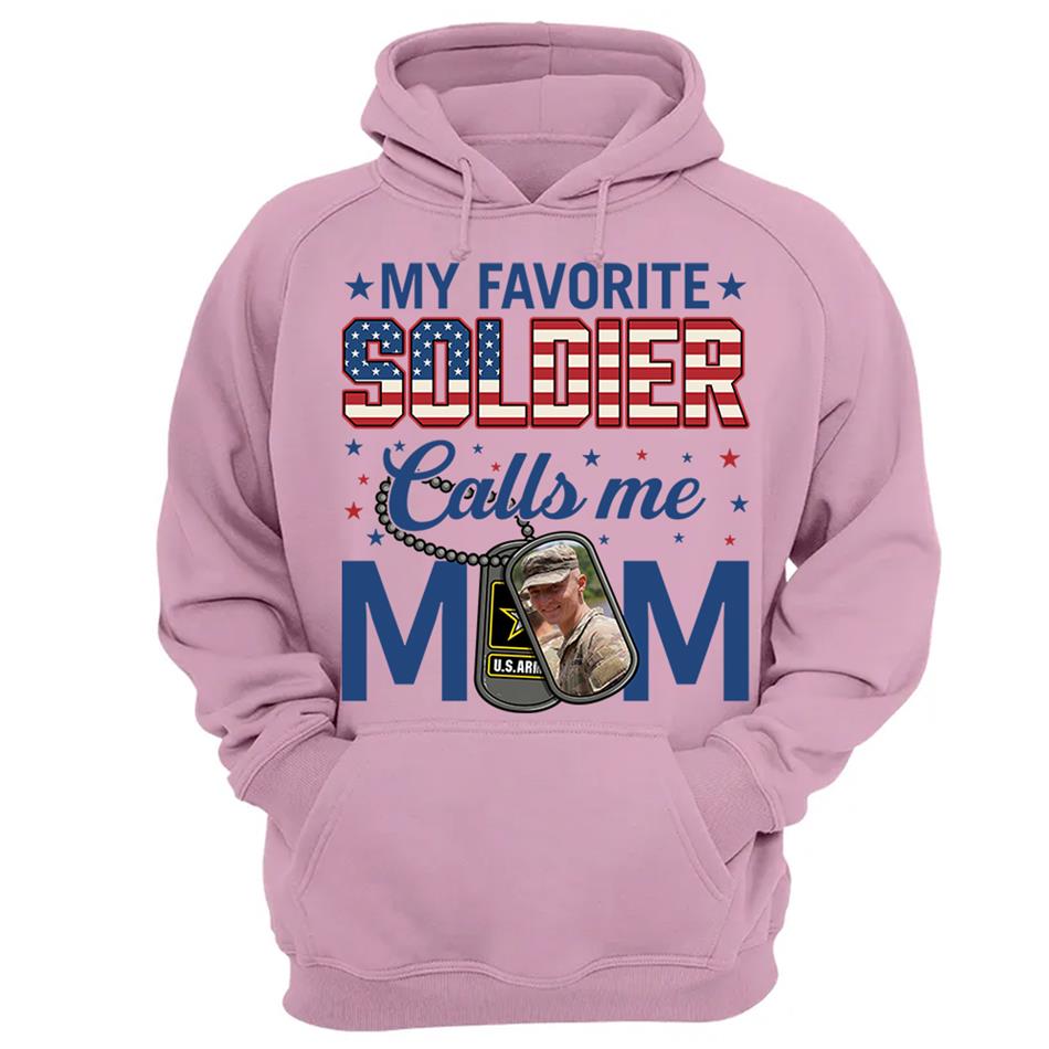 My Favorite Soldier Calls Me Mom Custom Photo Shirt For Proud Military Mom Dad 4th July Shirt H2511 Trna