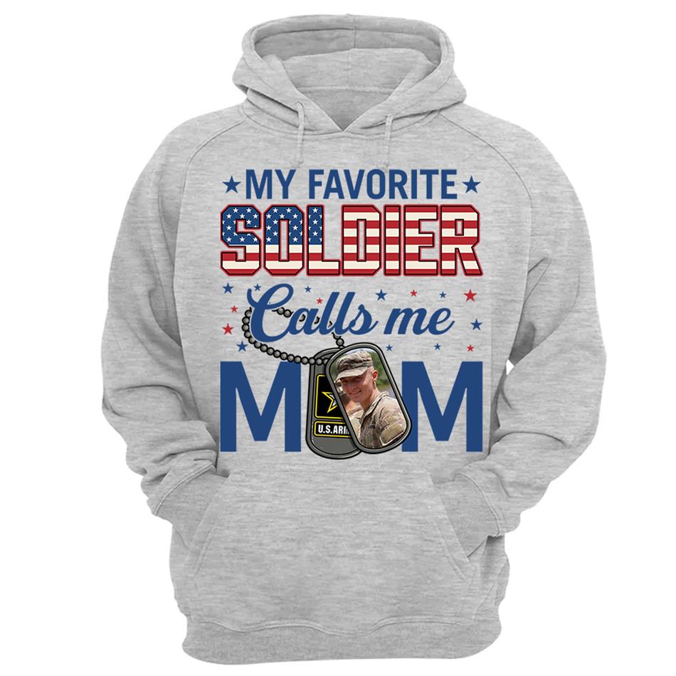 My Favorite Soldier Calls Me Mom Custom Photo Shirt For Proud Military Mom Dad 4th July Shirt H2511 Trna
