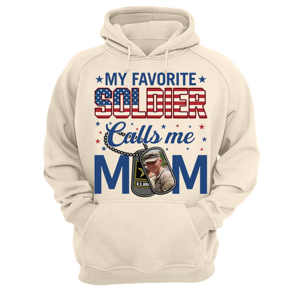 My Favorite Soldier Calls Me Mom Custom Photo Shirt For Proud Military Mom Dad 4th July Shirt H2511 Trna