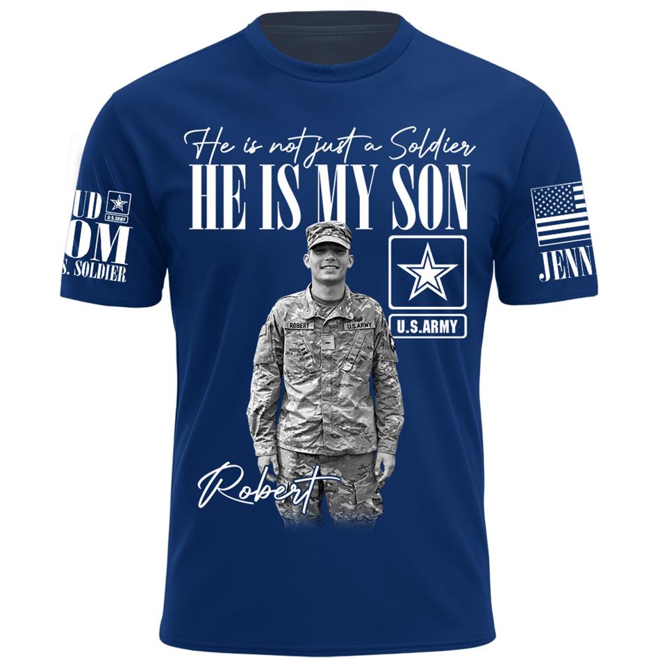 Personalized Vintage He Is Not Just A Soldier He Is My Son Custom Photos Retro Bootleg Shirt For Military Mom Sister Grandma H2511 Trna