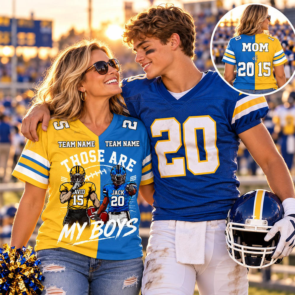 Custom Football Mom Jersey, Those Are My Boys Personalized Football Shirt, Custom Player Name & Number Jersey, Football Game Day Gift Na02 Pt99