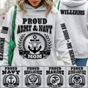 Proud Military Mom My Sons My Heroes Custom All Over Print Shirt Hoodie Gift For Mom Dad Grandma Family Members H2511 Trna
