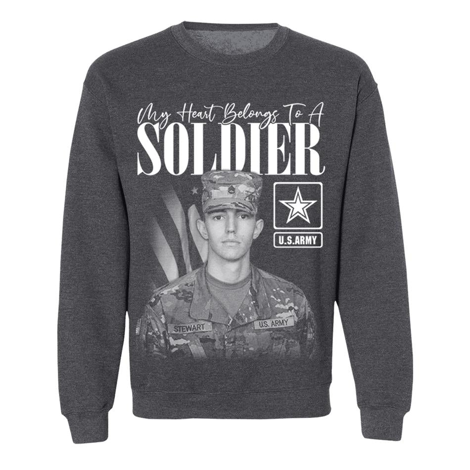 My Heart Belongs To A Soldier Custom Washed Tee Retro Bootleg Shirt For Military Family Day Training Graduate Family Member Shirt H2511 Trna