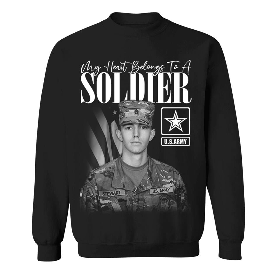 My Heart Belongs To A Soldier Custom Washed Tee Retro Bootleg Shirt For Military Family Day Training Graduate Family Member Shirt H2511 Trna