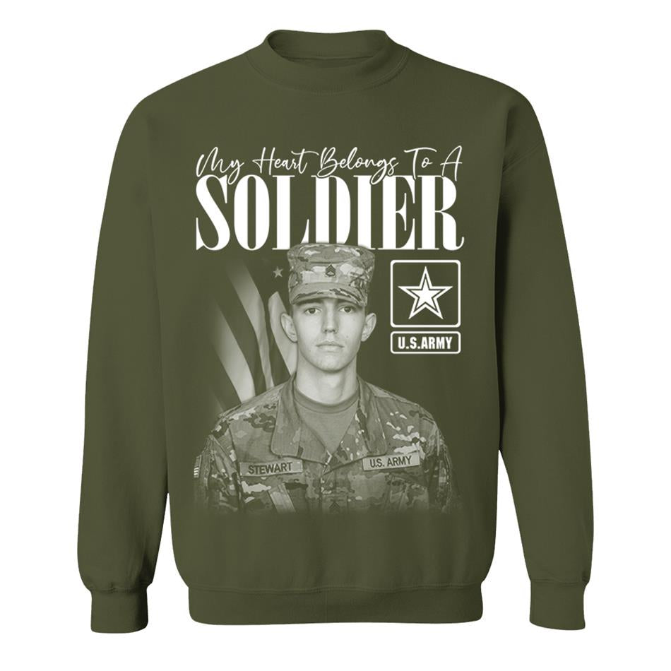 My Heart Belongs To A Soldier Custom Washed Tee Retro Bootleg Shirt For Military Family Day Training Graduate Family Member Shirt H2511 Trna