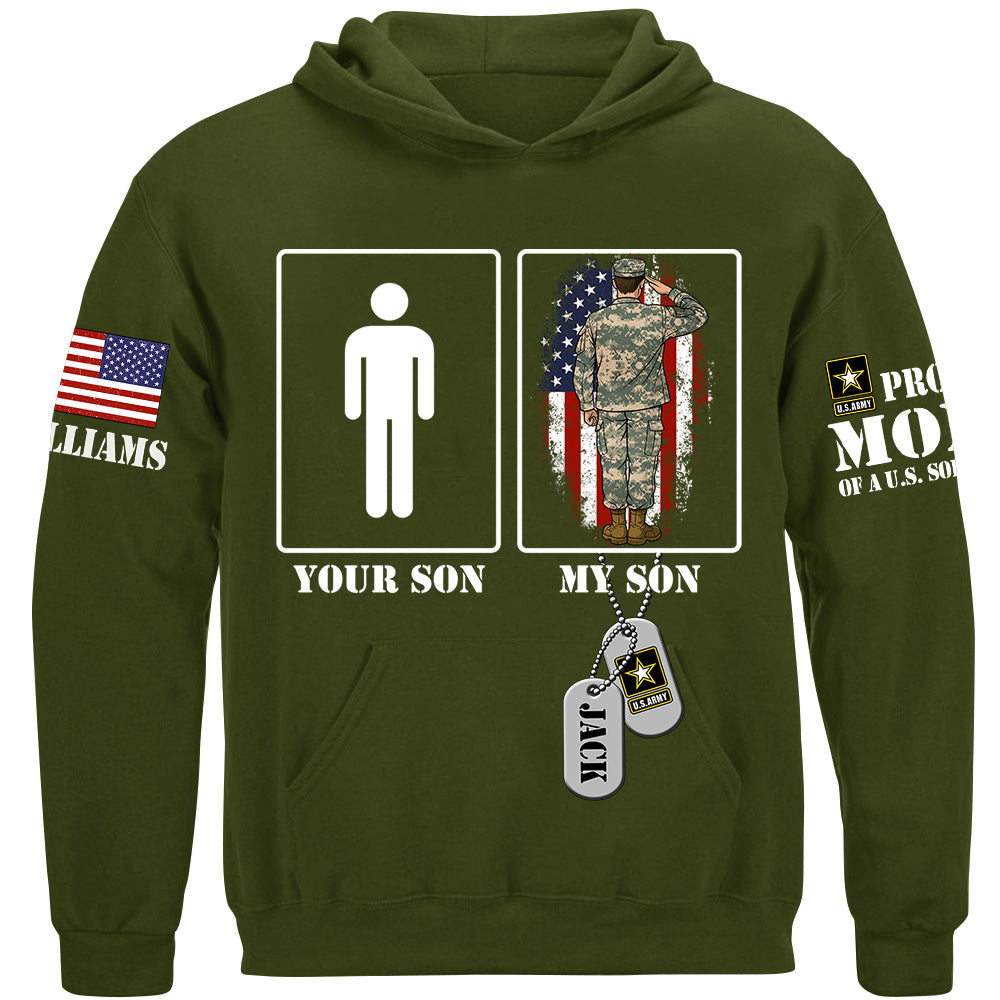 Your Son My Son Custom Shirt For Proud Mom Dad Family of US Soldier Military Graduate Families Shirt H2511 Trna