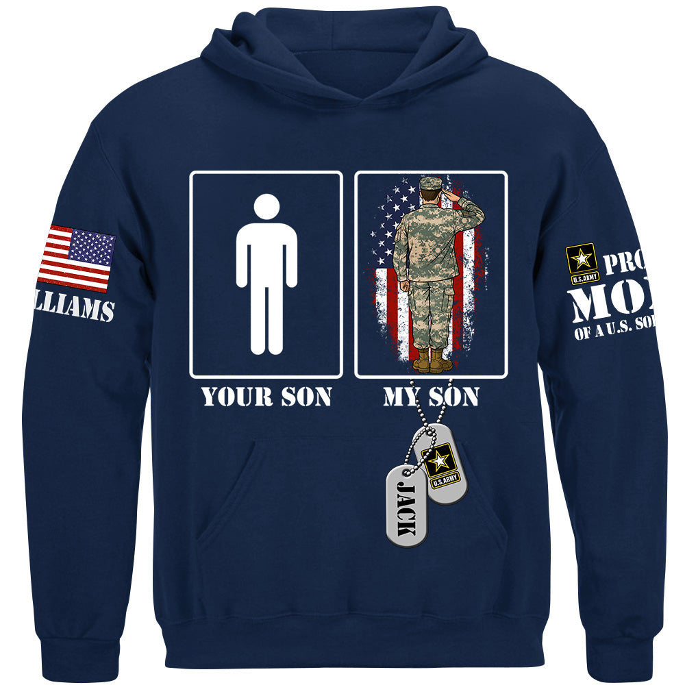 Your Son My Son Custom Shirt For Proud Mom Dad Family of US Soldier Military Graduate Families Shirt H2511 Trna