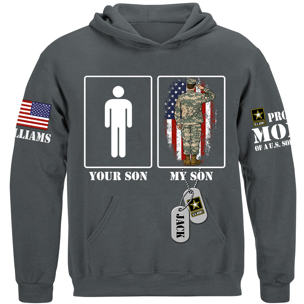 Your Son My Son Custom Shirt For Proud Mom Dad Family of US Soldier Military Graduate Families Shirt H2511 Trna