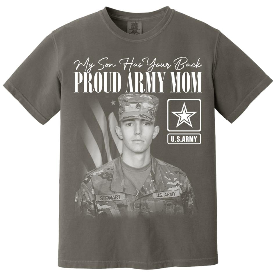 My Son Has Your Back Custom Washed Tee Retro Bootleg Shirt For Military Family Day Training Graduate Family Member Shirt H2511 Trna