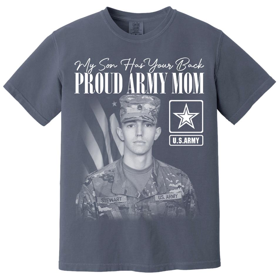 My Son Has Your Back Custom Washed Tee Retro Bootleg Shirt For Military Family Day Training Graduate Family Member Shirt H2511 Trna