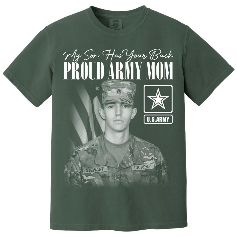 My Son Has Your Back Custom Washed Tee Retro Bootleg Shirt For Military Family Day Training Graduate Family Member Shirt H2511 Trna