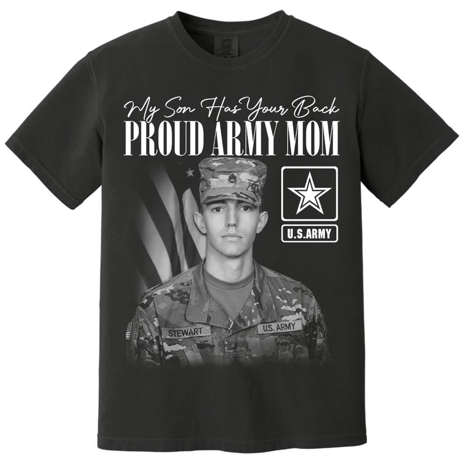 My Son Has Your Back Custom Washed Tee Retro Bootleg Shirt For Military Family Day Training Graduate Family Member Shirt H2511 Trna
