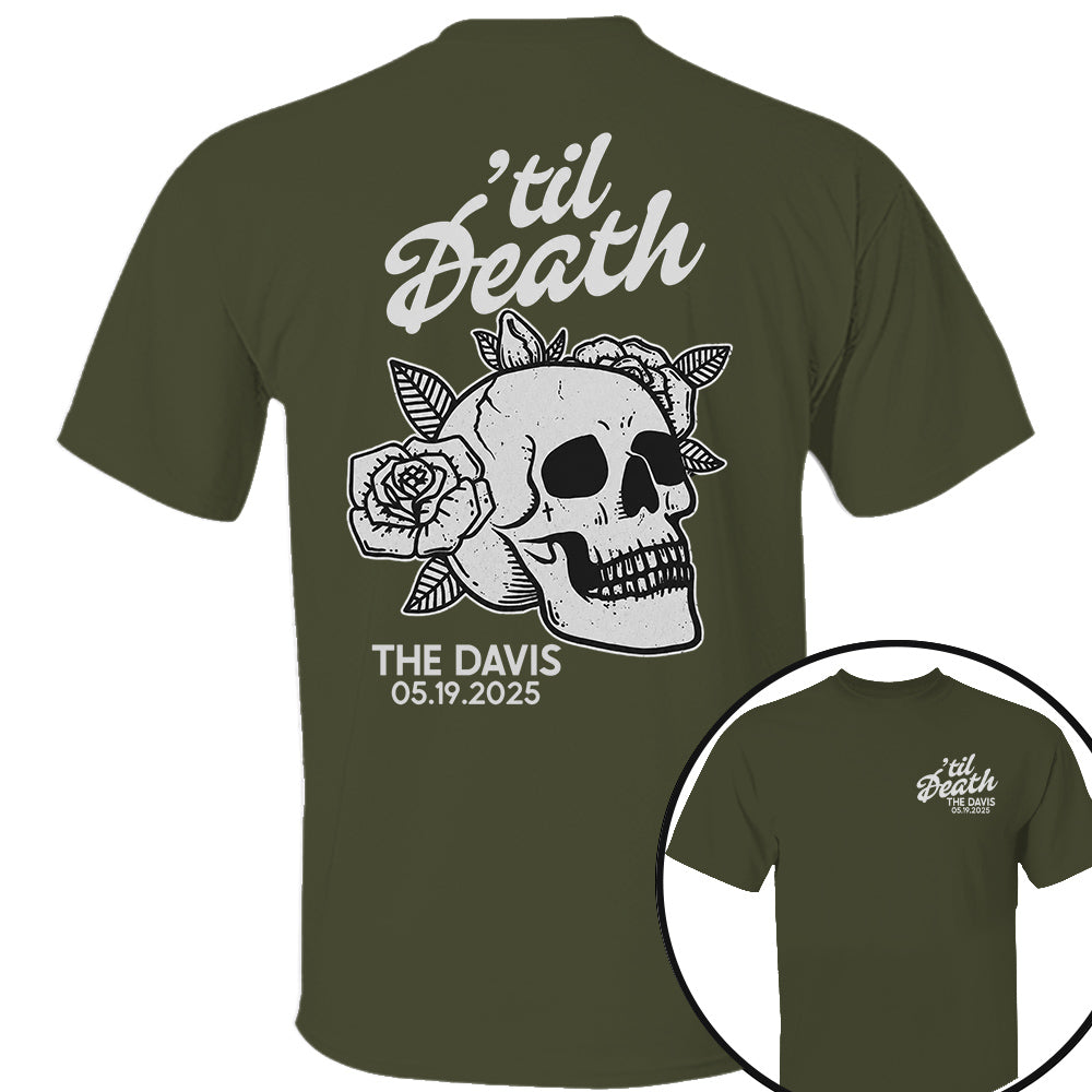 Custom Til Death Shirt, Skeleton Bride Shirt, Wedding Date Newlywed Tees, Wedding Day Shirt, Til Death Married Couple Nh00