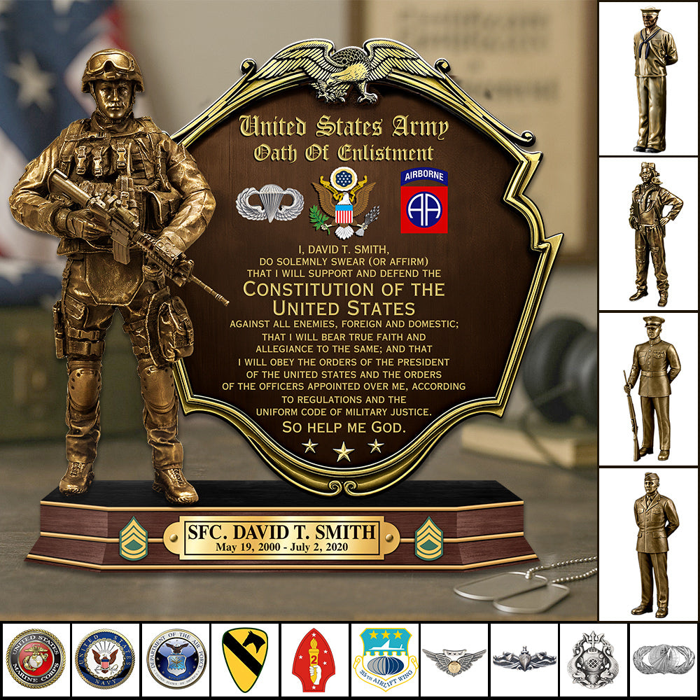 Veteran Oath Of Enlistment Personalized Acrylic Block Plaque Veteran Custom All Military Branches Acrylic Plaque, Gift For Veterans H2511 Trna