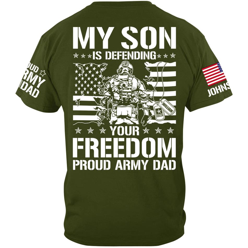 My Son Is Defending Your Freedom Proud Army Dad Custom Shirt For Proud Military Dad Mom Grandma Red Fridays Shirt H2511 Trna