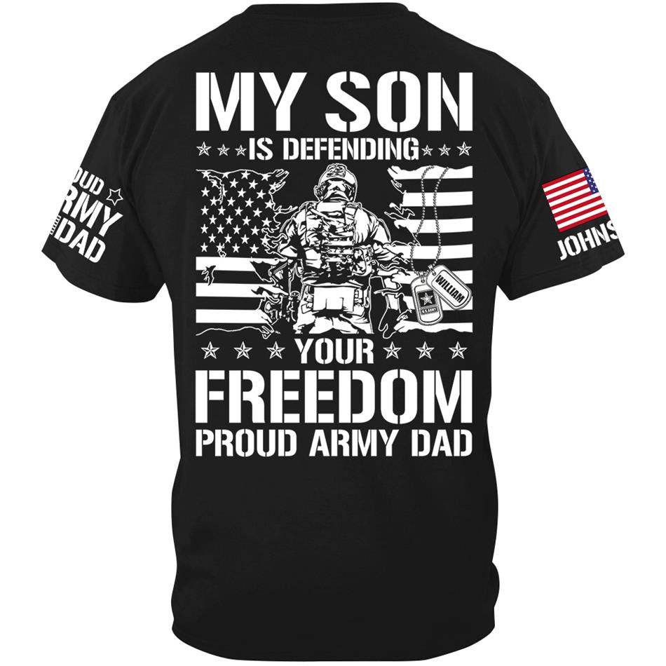 My Son Is Defending Your Freedom Proud Army Dad Custom Shirt For Proud Military Dad Mom Grandma Red Fridays Shirt H2511 Trna