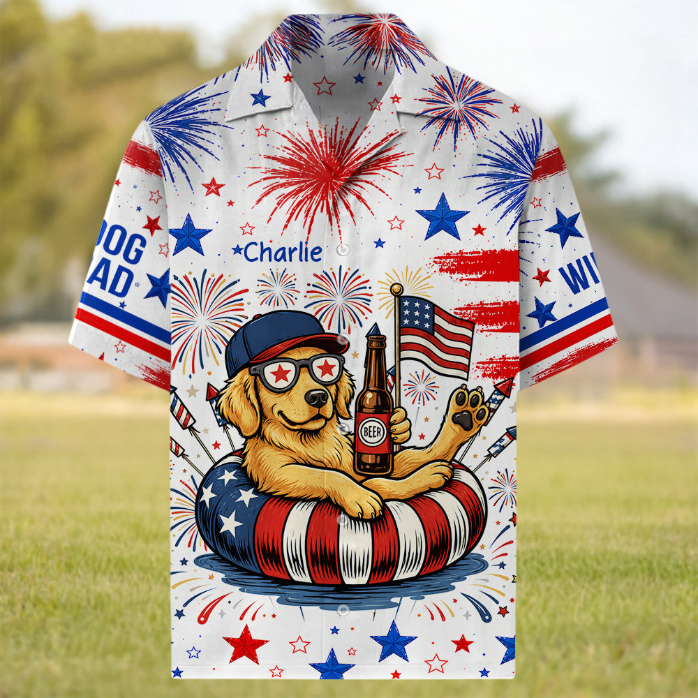 Funny Dog Beer American Flag, Personalized Hawaiian Shirt, Custom Photo Dog Gift For Dog Lovers, For Patriotic 4th of July, America 250 Years T1807 T24