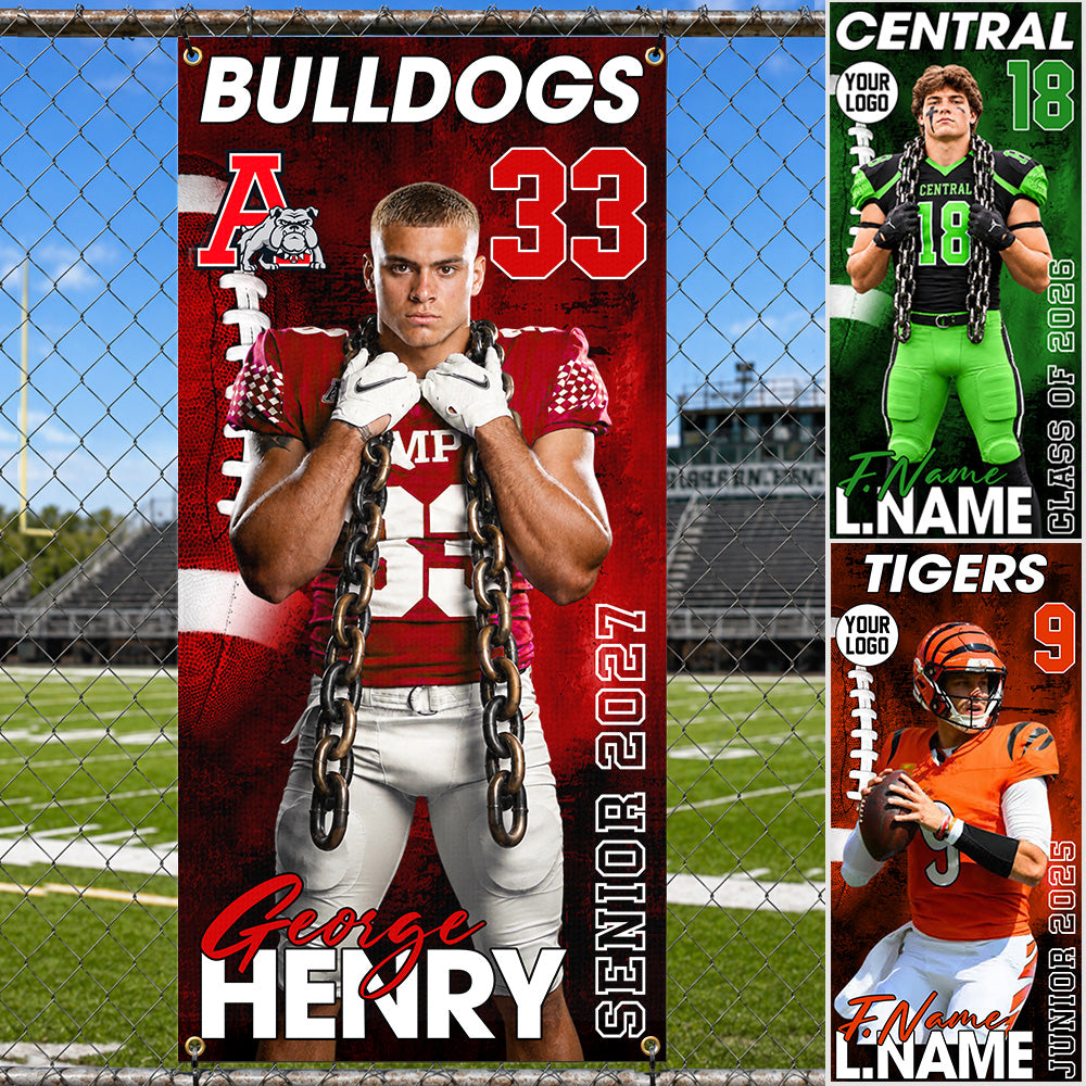 Custom Senior 2026 American Football Senior Banner Gift For Football Gameday Football Lovers Banner H2511 Trna