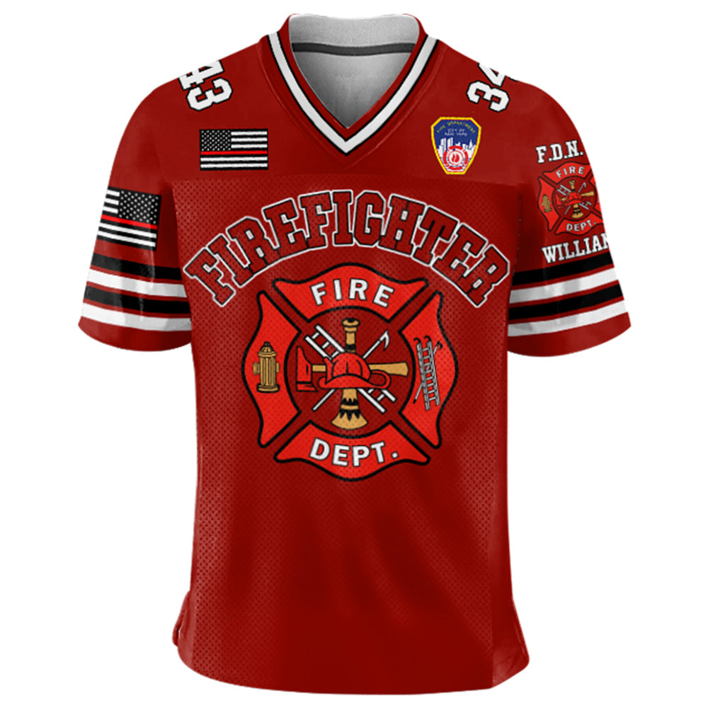 US Firefighter Football Jersey Custom Dept Name Number Firefighter Retirement Fireman Dad Grandpa H2511