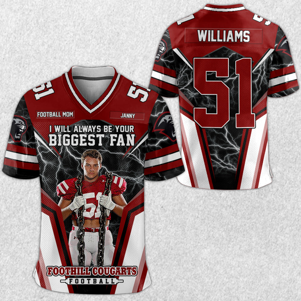 I Will Always Be Your Biggest Fan Custom Photo All Over Print Football Jersey For Football Mom Mama Sport Family H2511