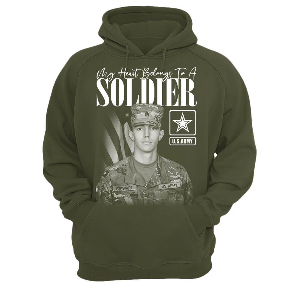 My Heart Belongs To A Soldier Custom Washed Tee Retro Bootleg Shirt For Military Family Day Training Graduate Family Member Shirt H2511 Trna